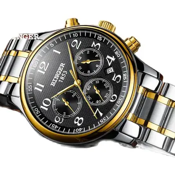 Швейцарские автоматические механические мужские часы BINGER, люксовый бренд, Сапфировые многофункциональные водонепроницаемые часы из цельной стали B603N-6