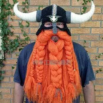 Шляпа Викингера, Пиратская шапка с бородой, Рог Викингов, Борода, Забавный головной убор большого плетения, Бык